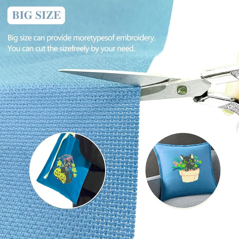 Zhenqing 14-Count Light Blue Aida Cloth - 75x100cm Pre-Cut 100% Cotton Evenweave Fabric for Cross Stitch & Embroidery (Light Blue, 30 * 39inch) - Image 5